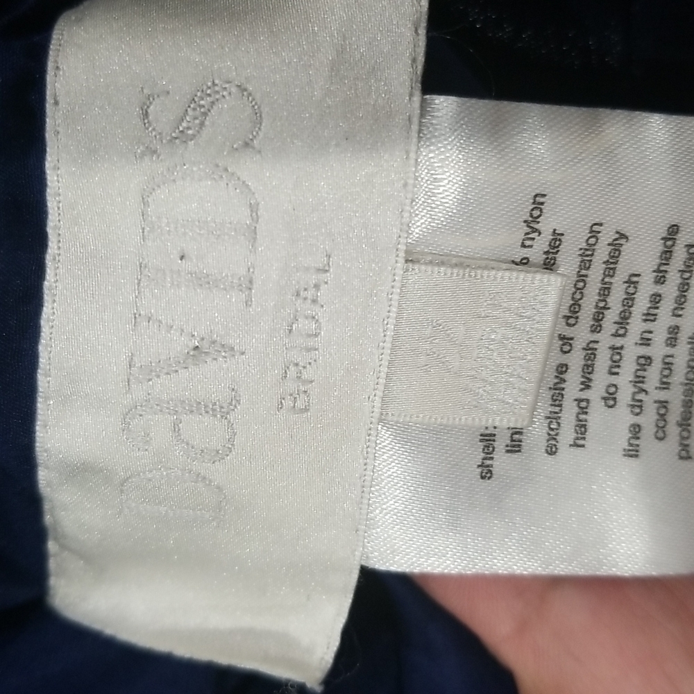 Davids Bridal V-Neck Satin Ball Gown with Crystal Strap Details Size 22 - Picture 9 of 10